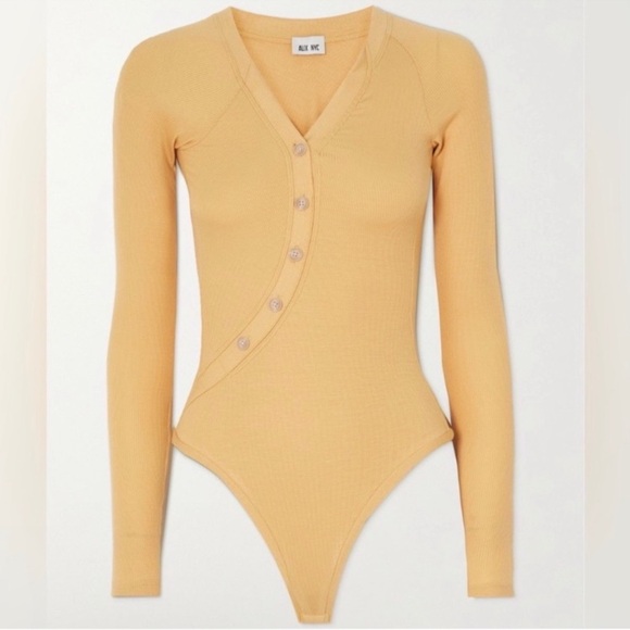 NWT ALIX NYC Purdy asymmetric ribbed stretch-modal jersey bodysuit size M - Picture 8 of 16
